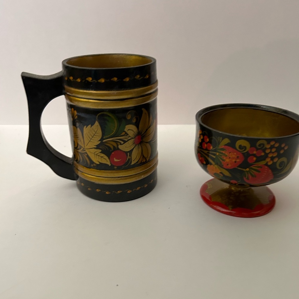 2/$20 - Wooden mug and goblet set